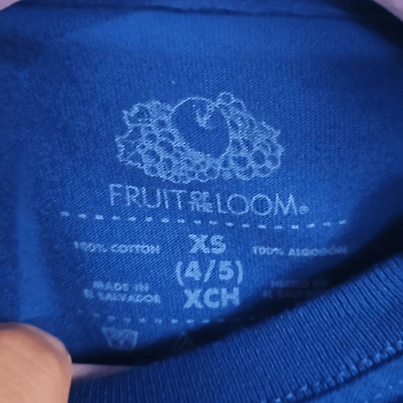 Fruit of the Loom Kids Size xs 4-5 Blue Short Sleeve Tee Classic 100% Cotton - Picture 4 of 4